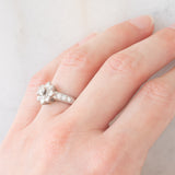 Anello a fiore vintage in platino con diamanti (1ctw), anni '80