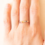 Vintage-Ring aus 14 Karat Gelbgold mit Amethyst, Rosenquarz, Citrinquarz, grünem Peridot, blauem Topas und Iolith, 90er Jahre