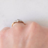 Anello Art Déco in oro giallo e bianco 14K con diamanti di taglio vecchia miniera e di taglio rosetta (0.30ctw ca.), anni ‘30