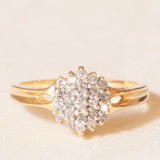 Vintage-Diamant-Blumenring aus 14-karätigem Gelbgold im Brillantschliff (ca. 0.25 ctw), 70er Jahre