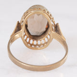 Anello da cocktail vintage in oro giallo 8K e quarzo fumé (2.40ct ca.), anni ‘60/‘70