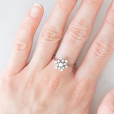 Anello a fiocco di neve in oro bianco 18K con diamanti (0.28ctw ca.), anni ‘70