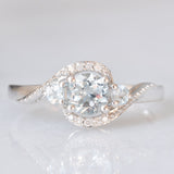 Anello vintage in oro bianco 9K con acquamarine (0.50ctw ca.) e diamanti (0.05ctw ca.), anni ‘90