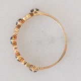 Mezzo eternity vintage in oro giallo 9K con zaffiri (0.40ctw ca.) e diamanti (0.04ctw ca.), anno 1986