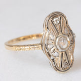 Anello antico in oro giallo 18K e argento con diamanti di taglio rosetta, primi del ‘900