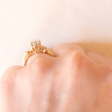 Vintage 9K yellow gold ring with aquamarine (0.60ct approx.) and diamonds (0.03ctw approx.), year 1983