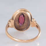 Anello vintage in oro giallo 14K con granato di taglio marquise (0.50ct ca.), anni ‘60