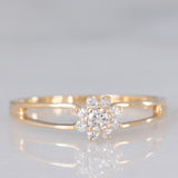 Anello a margherita in oro giallo 9K con diamanti (0.20ctw ca.), anno 1975