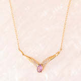 Collana vintage in oro giallo 9K con ametista (0.25ct ca.) e diamanti, anni ‘70/‘80 ca.