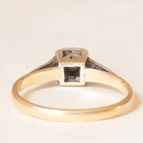 Art-Déco-Solitär aus 9-karätigem Gelbgold und Platin mit Diamant im alten Minenschliff (ca. 0.10 ct), 20er/30er Jahre