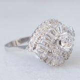 Anello ballerina vintage in oro bianco 18K con diamanti (1ctw ca.), anni ‘80