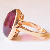 Anello da cocktail vintage in oro giallo 18K con tormalina rosa (12ct ca.), anni ‘60/‘70