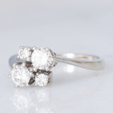 Anello vintage in oro bianco 14K con diamanti di taglio brillante (0.62ctw ca.), anni ‘70/‘80