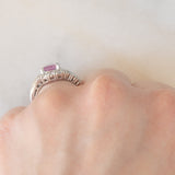 Anello vintage in platino con zaffiro rosa (1.37ct) e diamanti (1ctw), anni ‘90