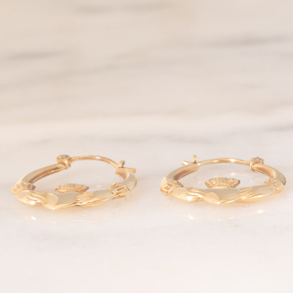 Orecchini Claddagh vintage in oro giallo 9K