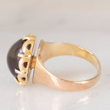 Solitario vintage in oro giallo 8K con granato, anni ‘50/‘60