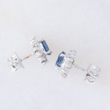 Orecchini a margherita vintage in platino con zaffiri (1.96ctw) e diamanti (0.34ctw), anni ‘90