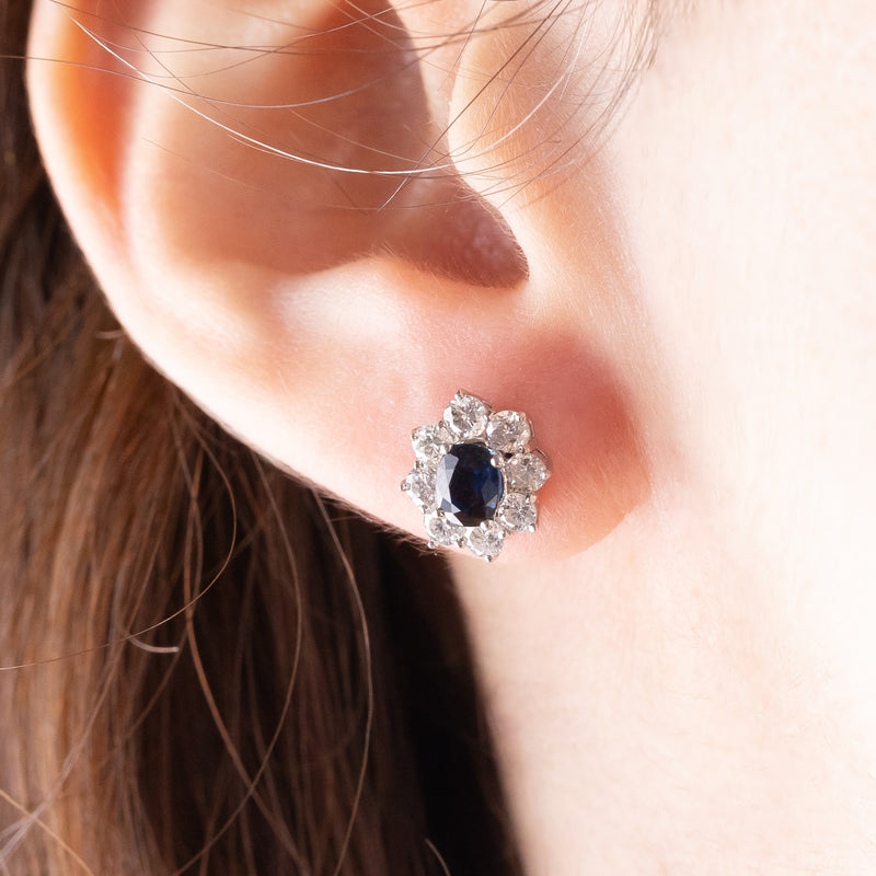 Orecchini Liberty In Oro Bianco 14K E Argento Con Diamanti Di Taglio V – Antichità Galliera - Foto 9