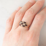 Anello harem in oro giallo 18K con granati (1.50ctw ca.) e pietre bianche, anni ‘60/‘70