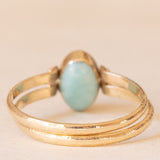 Anello doppio girevole vintage in oro giallo 9K con amazonite e ambra, anni ‘70/‘80