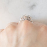 Bague vintage en or blanc 14 carats avec diamant taille brillant (environ 0.42 ct), 80s