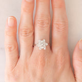 Anello a fiocco di neve vintage in oro bianco 14K con diamanti di taglio brillante (0.71ctw ca.), anni ‘60/‘70