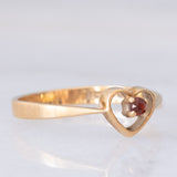 Solitario a cuore vintage in oro giallo 9K con granato, anni ‘80
