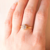 Vintage-Diamant-Blumenring aus 14-karätigem Gelbgold im Brillantschliff (ca. 0.25 ctw), 70er Jahre