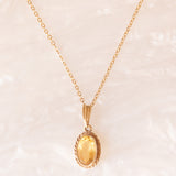 Vintage-Halskette mit Kette aus 9-karätigem Gelbgold und Anhänger aus 9-karätigem Gelbgold mit Citrin-Quarz (ca. 1.60 ct), Jahr 1972