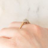 Anello a fiore vintage in oro giallo 9K con diamanti (0.10ctw ca.), anni ‘70/‘80