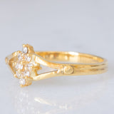 Anello a fiore vintage in oro giallo 14K con diamanti di taglio brillante (0.09ctw ca.), anni ‘60/‘70