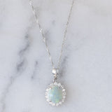 Collana vintage in platino con ciondolo con opale (1.78ct) e diamanti (0.56ctw)