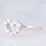 Anello a cuore vintage in platino con diamanti (0.50ctw), anni ‘90