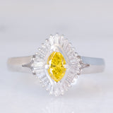 Anello ballerina in platino con diamante giallo (0.35ct) e diamanti bianchi (0.35ctw), anni ‘2000