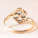 Antique Toi et Moi in 18K yellow gold and silver with old mine cut and rosette cut diamonds (approx. 0.44ctw), early 900s