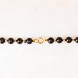 Vintage-Halskette mit Kugeln aus Onyx und 9-karätigem Gelbgold und Verschluss aus 9-karätigem Gelbgold