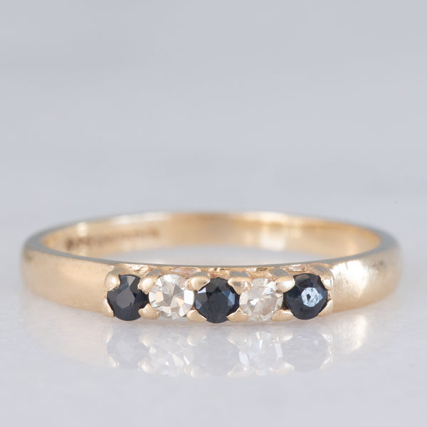 Veretta vintage in oro giallo 9K con zaffiri (0.12ctw ca.) e diamanti (0.04ctw ca.), anno 1988