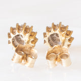 Vintage-Diamant-Blumenohrringe aus 9-karätigem Gelb- und Weißgold (ca. 0.20 ctw)