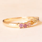 Vintage-Ring aus 14 Karat Gelbgold mit Amethyst, Rosenquarz, Citrinquarz, grünem Peridot, blauem Topas und Iolith, 90er Jahre