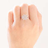 Vintage-Schneeflockenring aus 14-karätigem Weißgold mit Diamanten im Brillantschliff (ca. 1 Karat), 60er Jahre