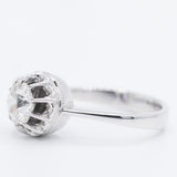 Solitario in oro bianco 18K con diamante di taglio vecchia miniera (0.97ct ca.)