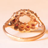 Anello vintage in oro giallo 9K con opale (0.50ct ca.) e granati (0.40ctw ca.), anno 1988