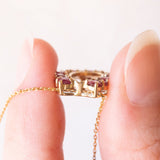 Vintage-Halskette aus 9-karätigem Gelbgold mit Hufeisen-Anhänger aus 9-karätigem Gelbgold und synthetischen Rubinen (ca. 1 Karat), 90er Jahre