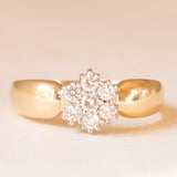 Vintage-Blumenring aus 14-karätigem Gelb- und Weißgold mit Diamanten (ca. 0.35 ctw), 60er Jahre
