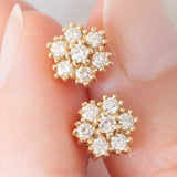 Orecchini a margherita vintage in oro giallo 14K con diamanti di taglio brillante (0.50ctw ca.)
