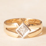 Vintage 9K yellow gold band ring with old European cut diamond (0.10ct approx.), 70s