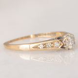 Solitario vintage in oro giallo 9K con diamanti (0.20ctw ca.)