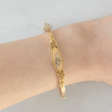 Bracciale rigido antico in oro giallo 9K con diamante di taglio rosetta, primi del ‘900