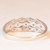 Anello a fascia vintage in oro bianco 9K con diamanti (0.13ctw ca.), anni ‘70/‘80