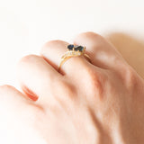 Vintage Ring aus 14 Karat Gelbgold mit Saphiren (ca. 0.80 ctw) und Diamanten (ca. 0.09 ctw), 60er/70er Jahre